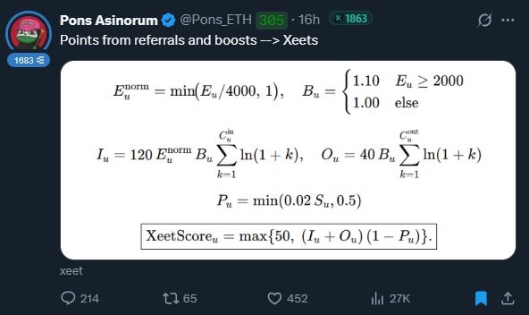 XeetScore Formula