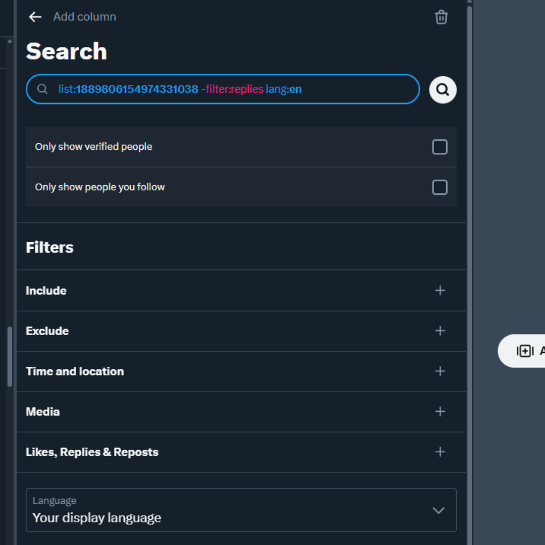 Adding a list search column